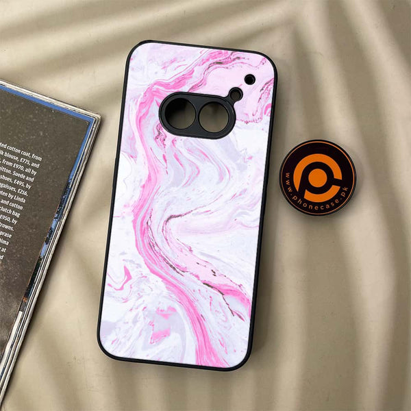 Nothing Phone (2a) - Pink Marble Series - Premium Metal Printed soft Bumper Shock Proof Case