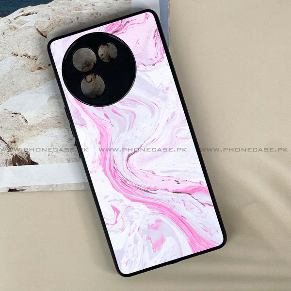 Vivo V30E - Pink Marble Series - Premium Printed Metal soft Bumper shock Proof Case