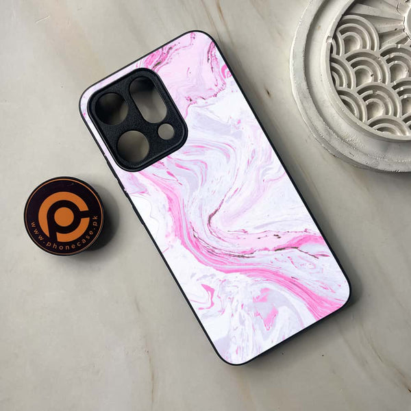 Oppo Reno 14 5G - Pink Marble Series - Premium Metal Printed soft Bumper shock Proof Case