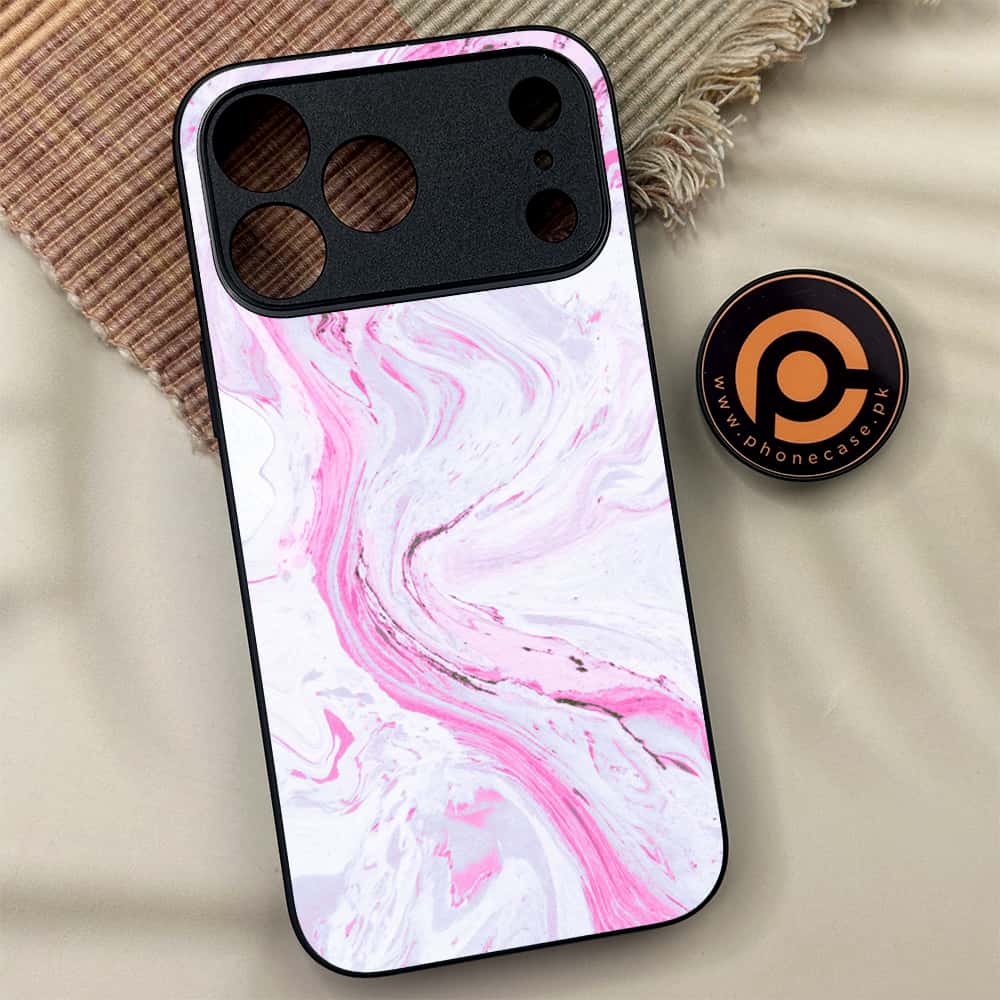 iPhone 17 Pro Max - Pink Marble Series - Premium Metal Printed soft Bumper shock Proof Case
