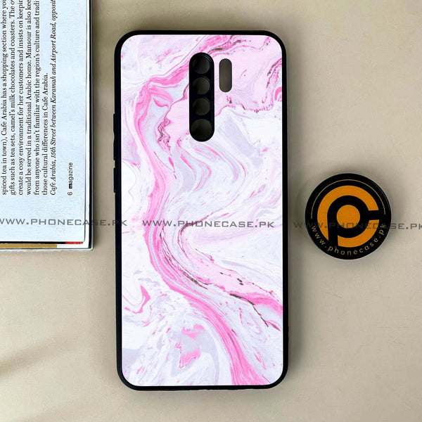 Xiaomi Redmi 9 - Pink Marble Series - Premium Printed Glass soft Bumper shock Proof Case