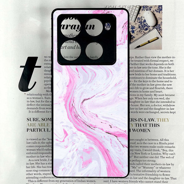 Infinix Note 40 Pro Plus - Pink Marble Series - Premium Metal Printed soft Bumper shock Proof Case