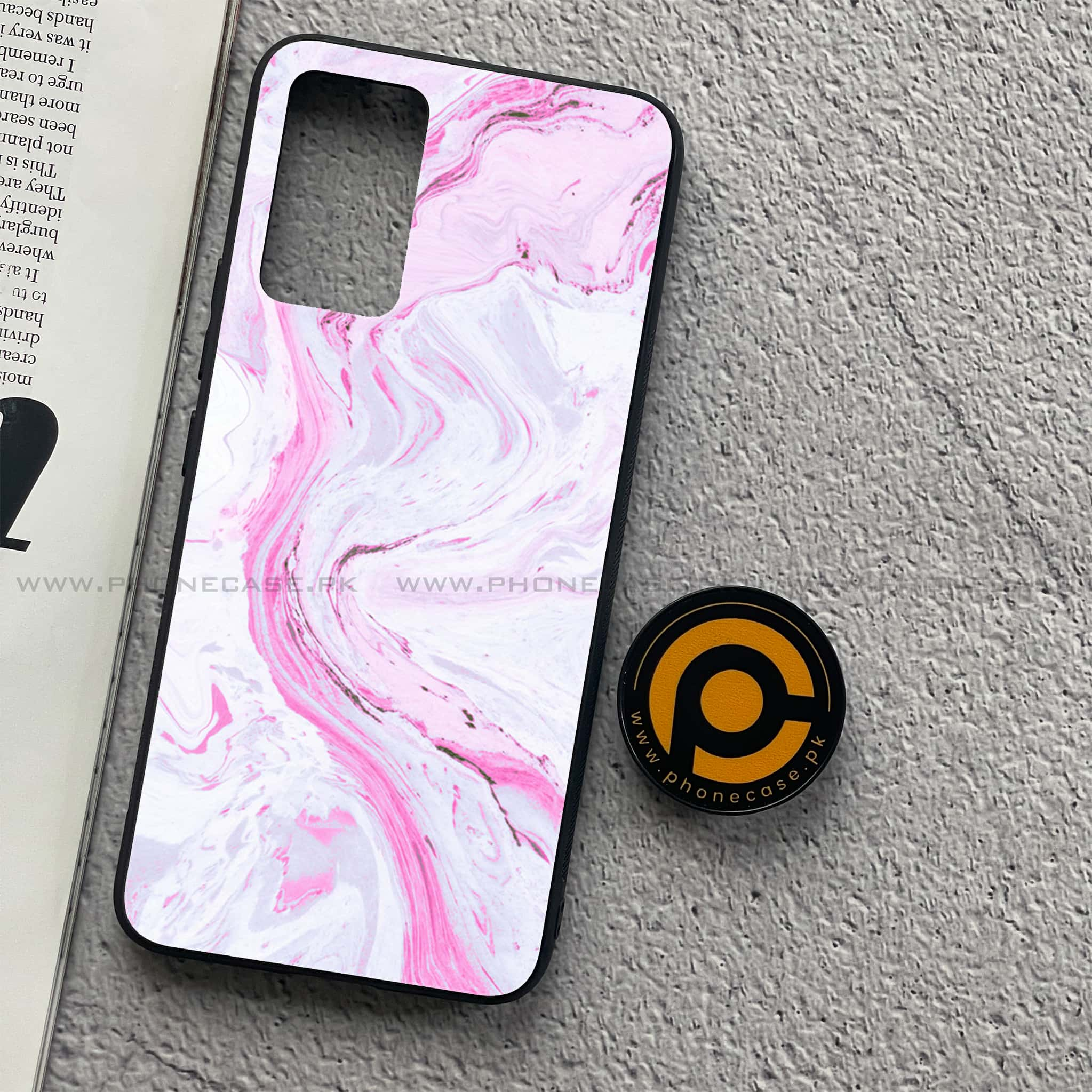 Vivo V21 - Pink Marble Series - Premium Printed Glass soft Bumper shock Proof Case