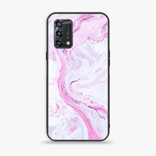 Oppo A95- Pink Marble Series - Premium Printed Glass soft Bumper shock Proof Case