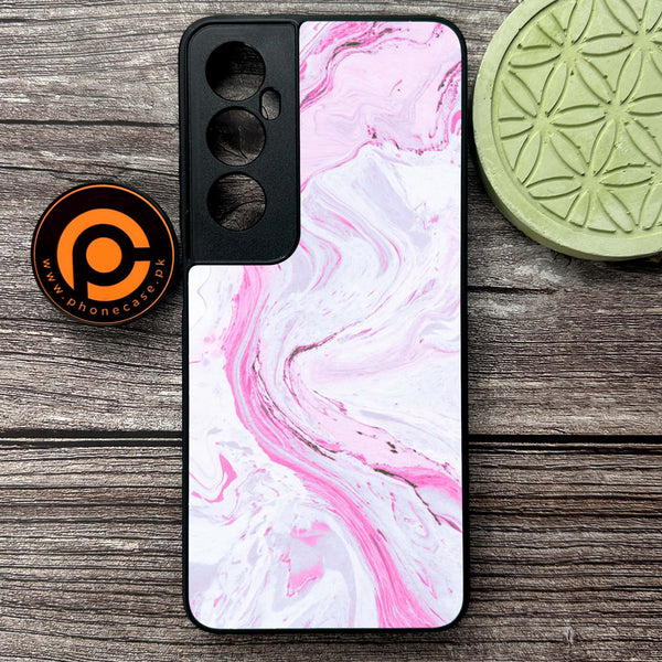 Realme C65  - Pink Marble Series - Premium Metal Printed soft Bumper shock Proof Case