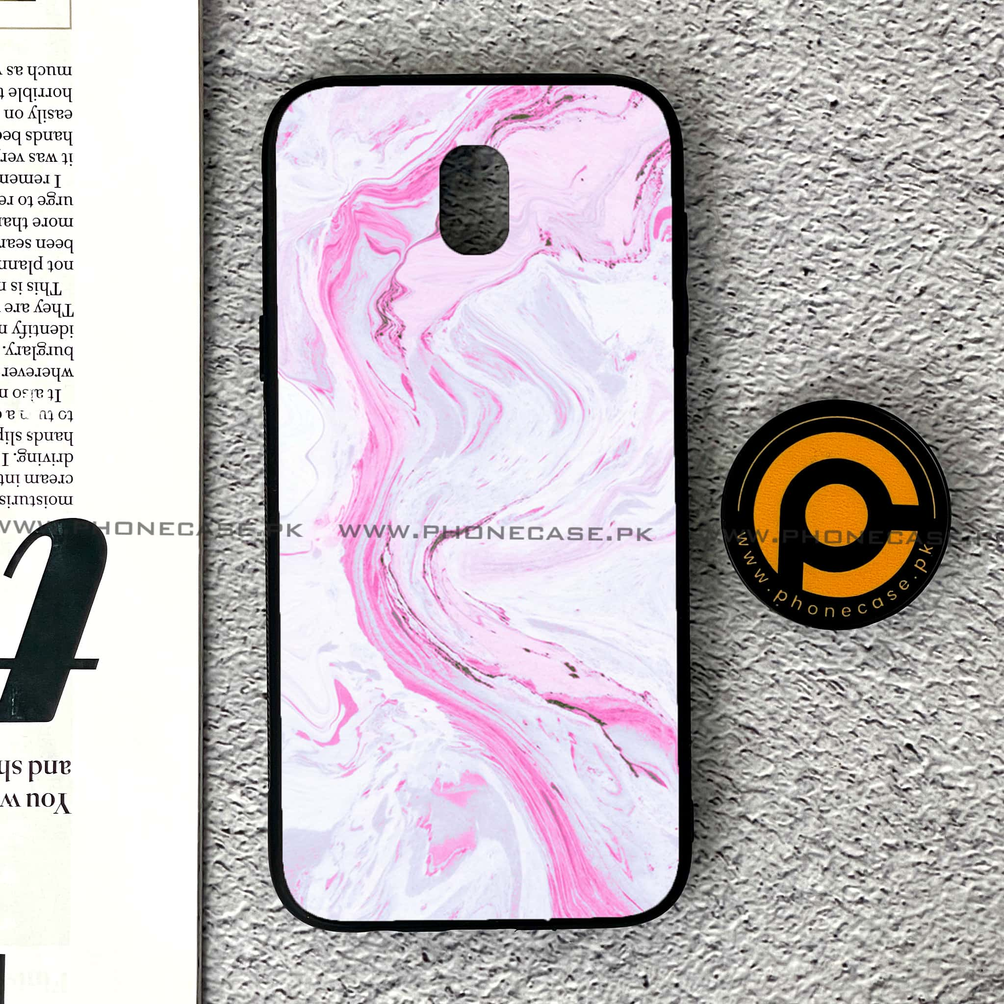 Samsung Galaxy J5 Pro 2017 - Pink Marble Series - Premium Printed Metal soft Bumper shock Proof Case