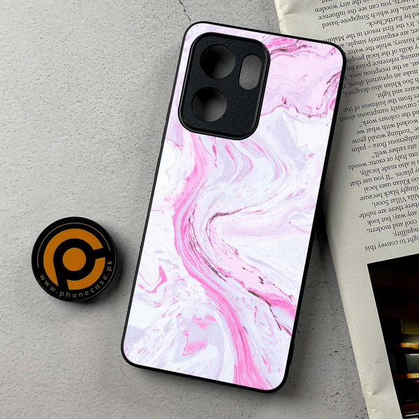 Oppo A5x - Pink Marble Series - Premium Metal Printed Soft Bumper Shockproof Case