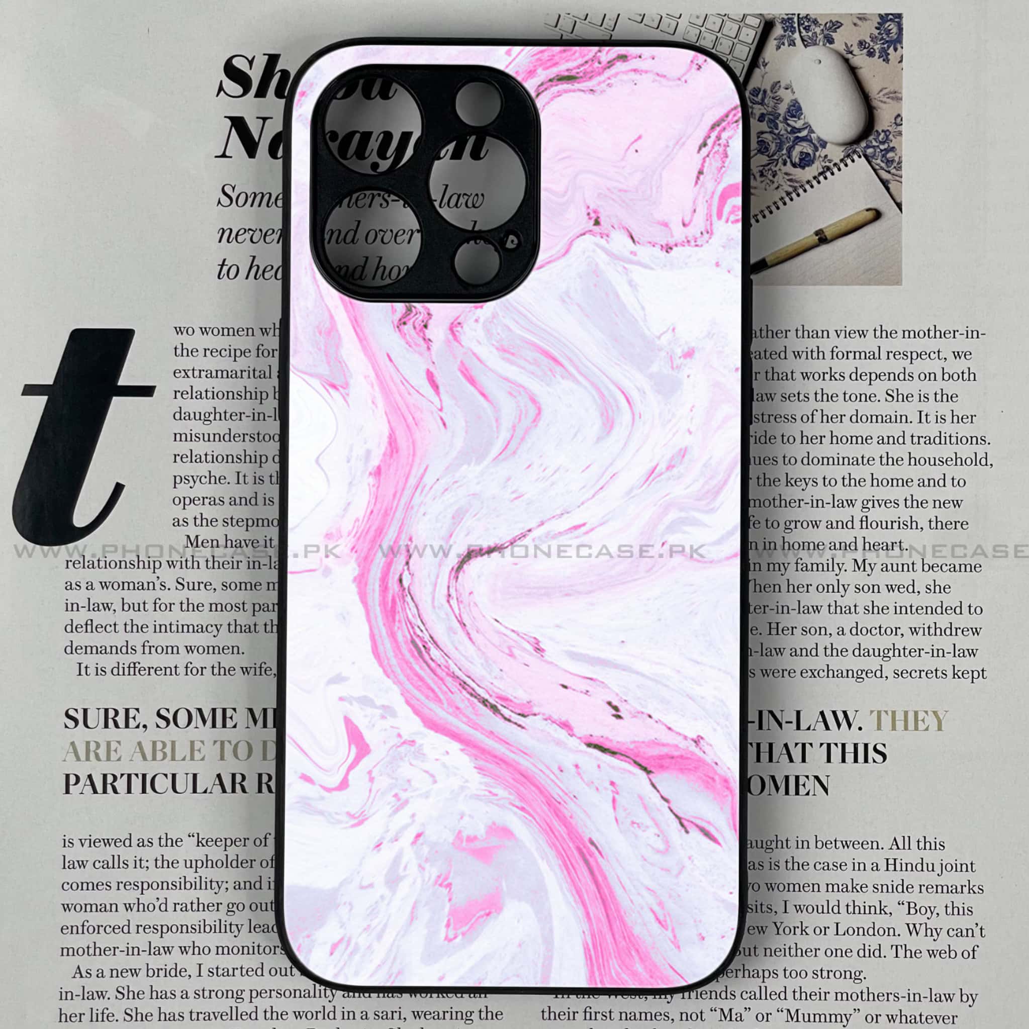 iPhone 11 Pro Max Pink Marble Series Premium Printed Glass soft Bumper shock Proof Case