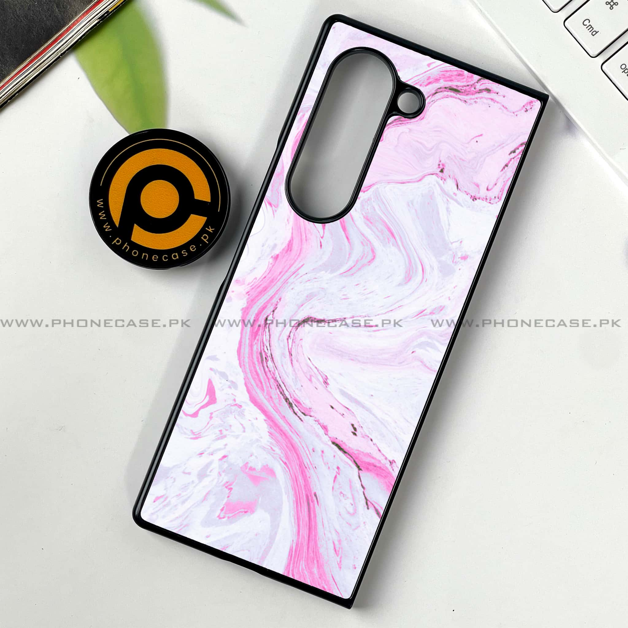 Samsung Galaxy Z Fold 6 - Pink Marble Series - Premium Printed Metal soft Bumper shock Proof Case