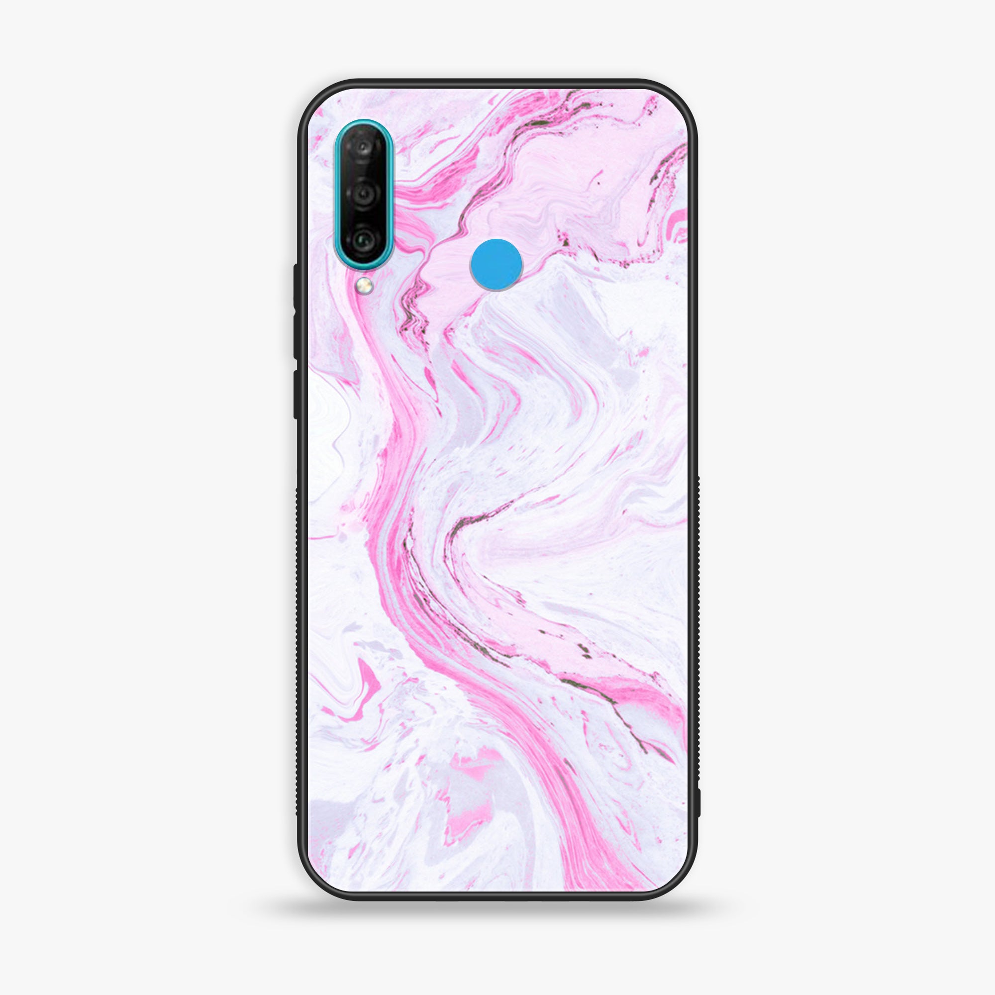 Huawei P30 lite - Pink Marble Series - Premium Printed Glass soft Bumper shock Proof Case