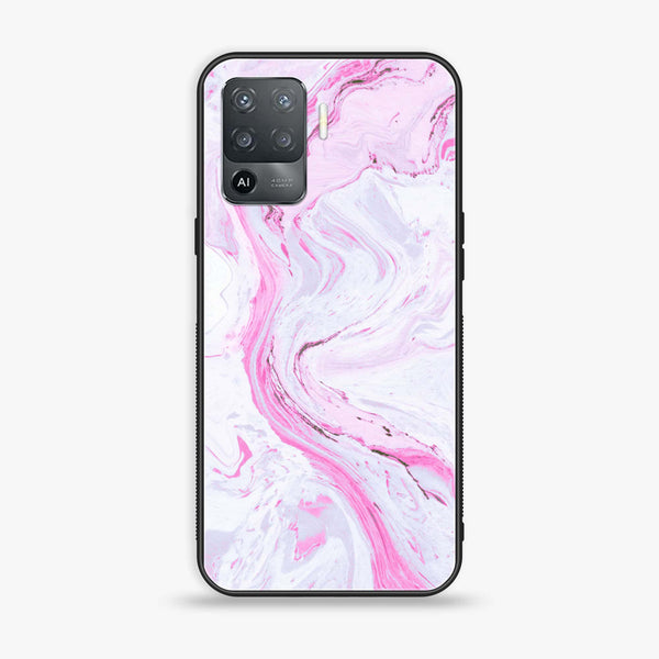 Oppo F19 Pro - Pink Marble Series - Premium Printed Glass soft Bumper shock Proof Case