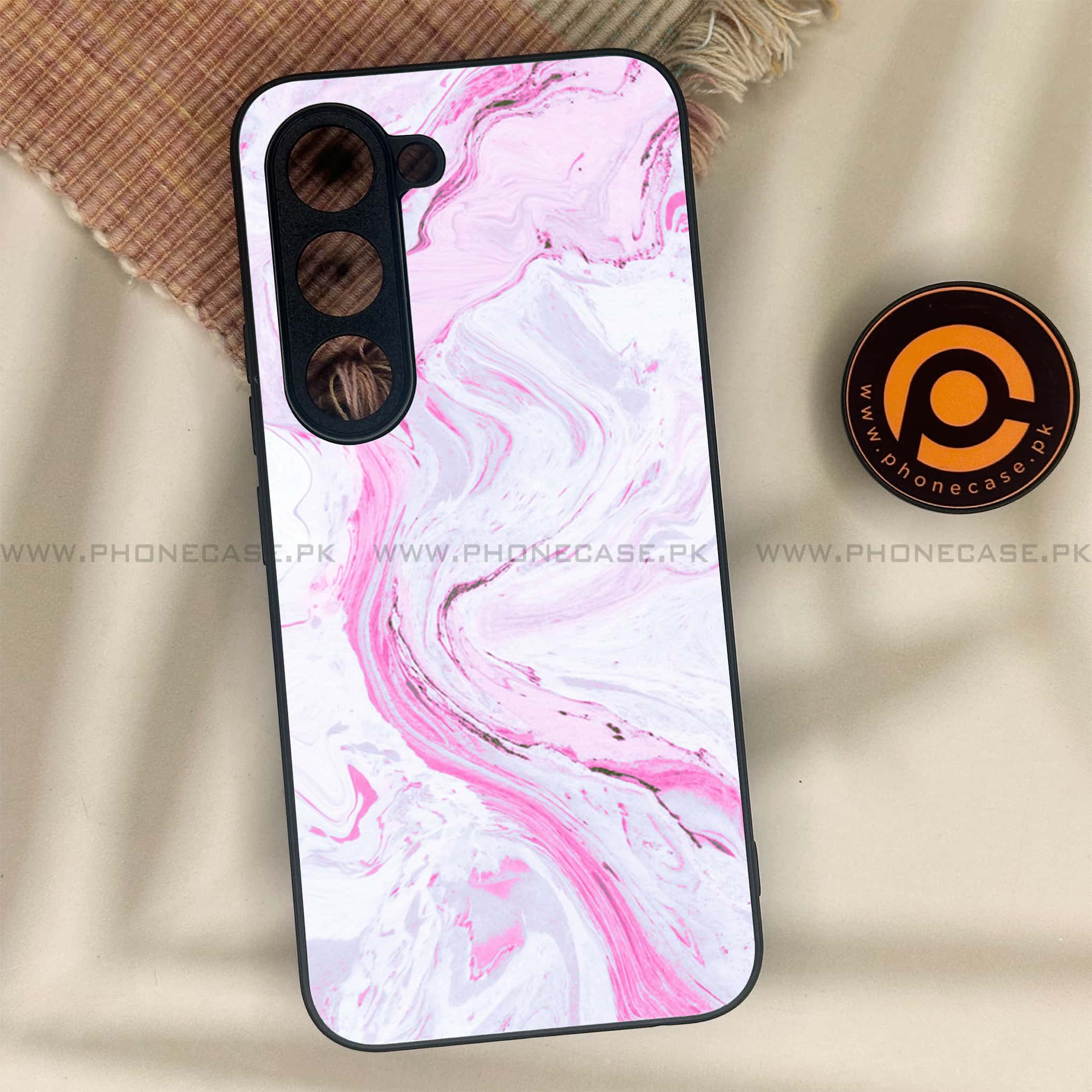 Tecno Spark 40 Pro - Pink Marble Series - Premium Metal Printed soft Bumper shock Proof Case