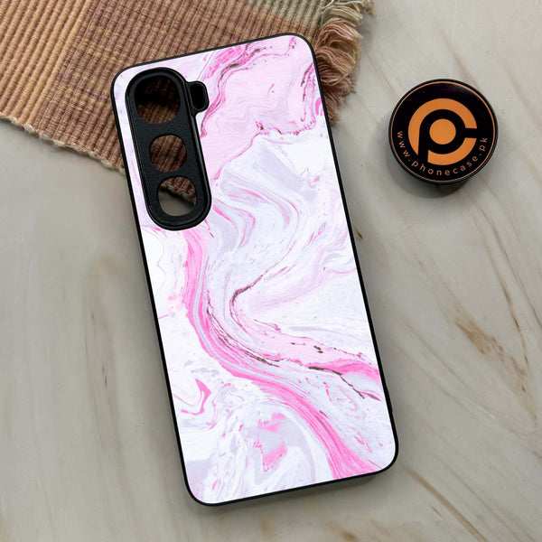 Vivo Y400 - Pink Marble Series - Premium Metal Printed soft Bumper shock Proof Case