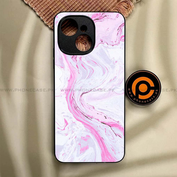 Tecno Spark 40C - Pink Marble Series - Premium Metal Printed soft Bumper shock Proof Case