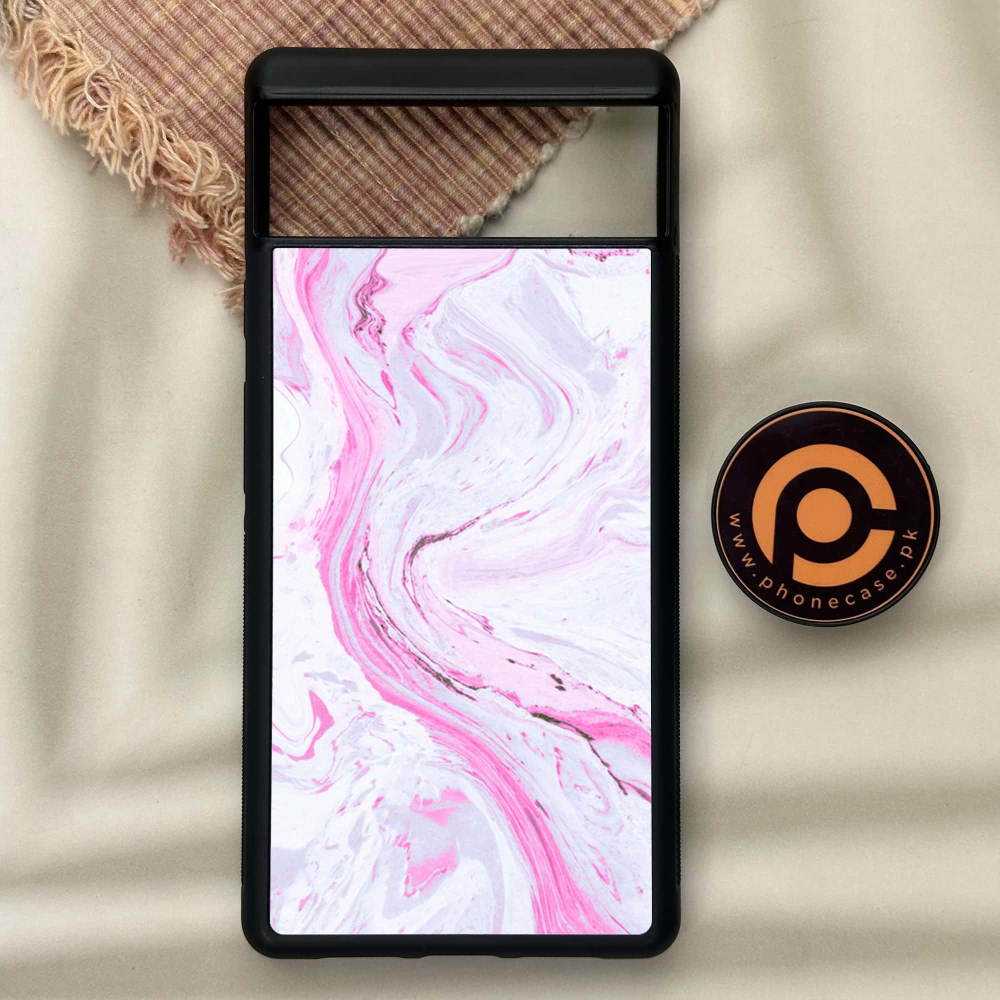 Google Pixel 6 - Pink Marble Series - Premium Metal Printed soft Bumper Shock Proof Case