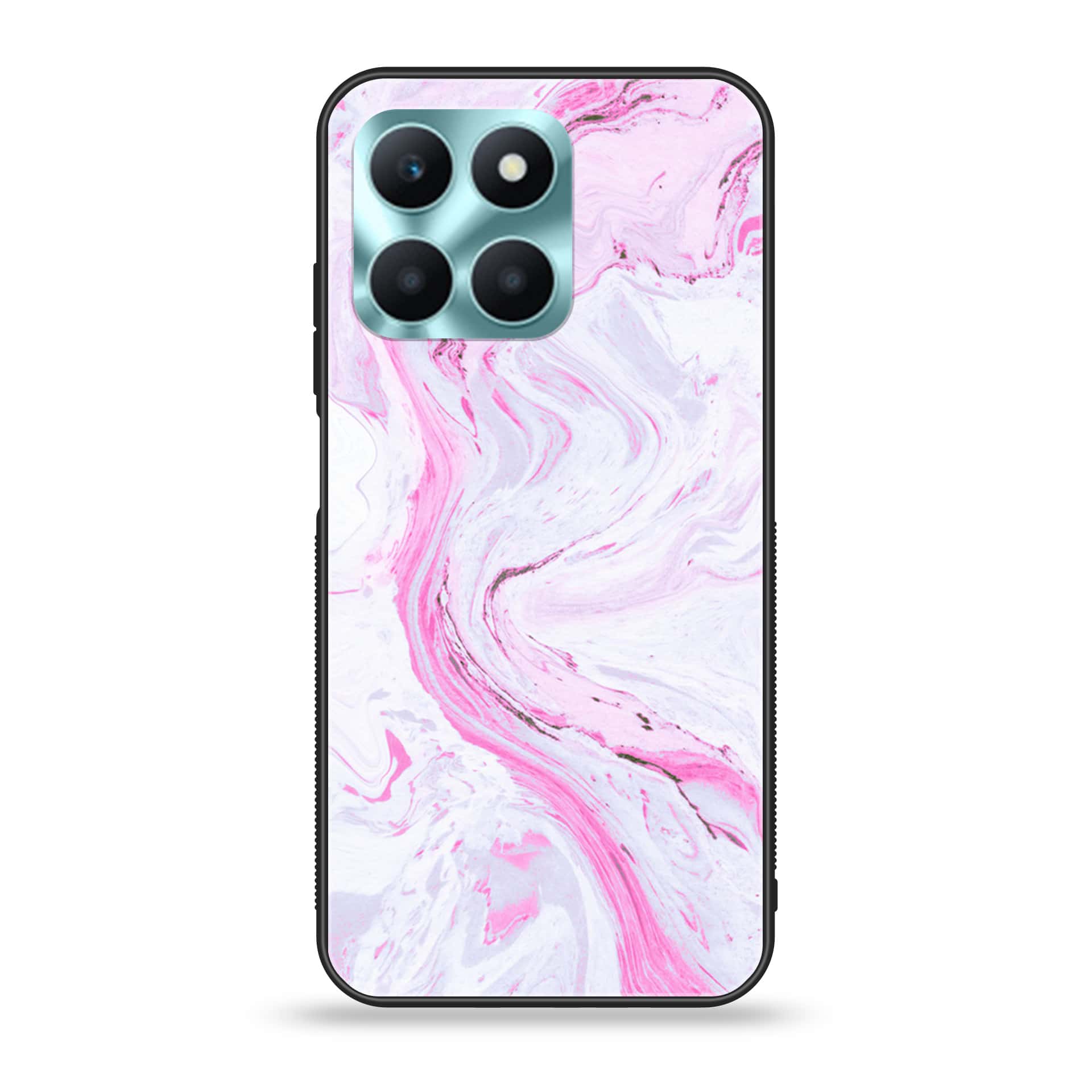 Honor X6a - Pink Marble Series - Premium Printed Glass soft Bumper shock Proof Case