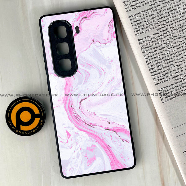 Infinix Hot 60 Pro Plus - Pink Marble Series - Premium Metal Printed soft Bumper shock Proof Case