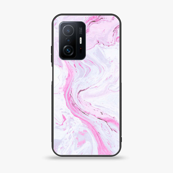 Xiaomi 11T - Pink Marble Series - Premium Printed Glass soft Bumper shock Proof Case