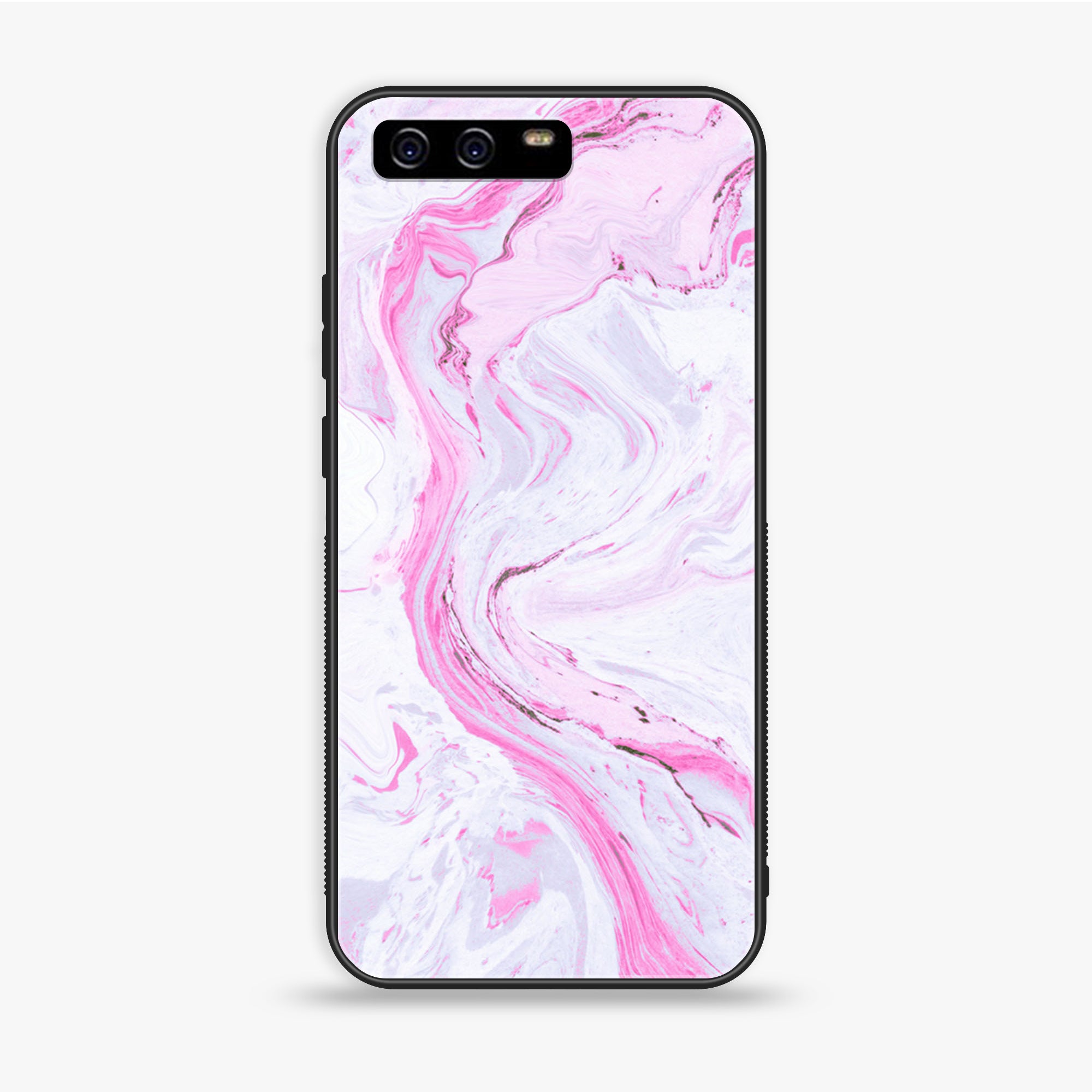 Huawei P10 Plus - Pink Marble Series - Premium Printed Glass Soft Bumper Shock Proof Case