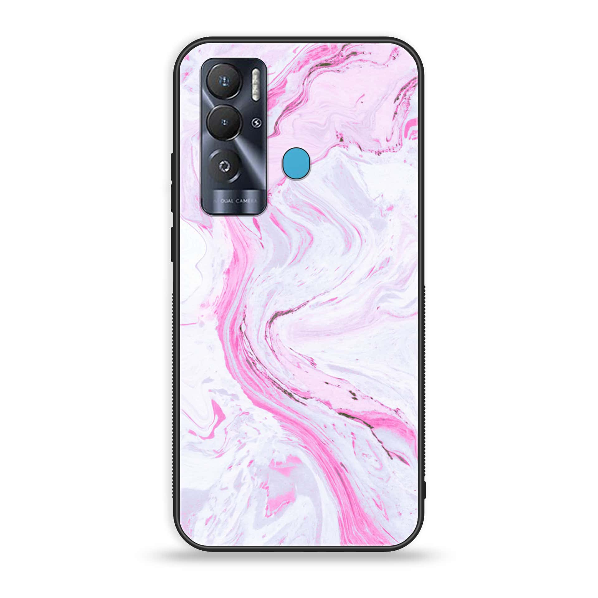 Tecno Pova Neo Pink Marble Premium Printed Glass soft Bumper shock Proof Case