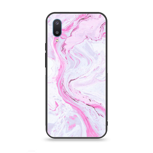 Samsung Galaxy A02 - Pink Marble Series - Premium Printed Glass soft Bumper shock Proof Case