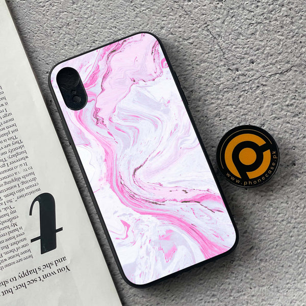 iPhone XR - Pink Marble Series - Premium Metal Printed soft Bumper shock Proof Case