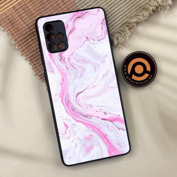 Samsung Galaxy A71 - Pink Marble Series - Premium Metal Printed soft Bumper shock Proof Case