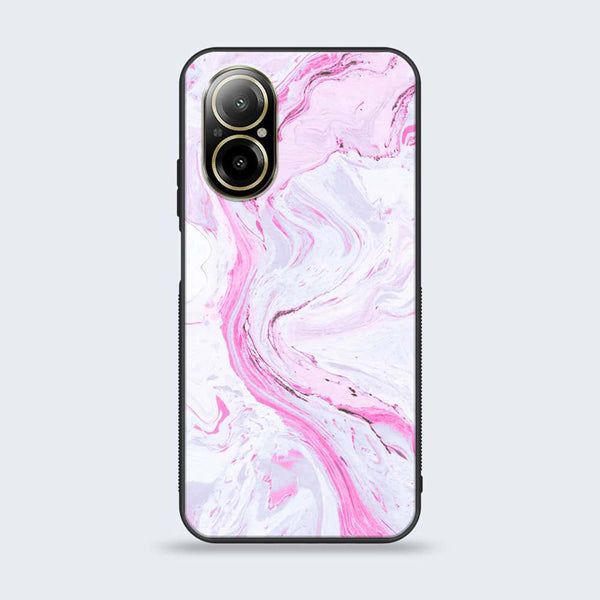 Realme C67 - Pink Marble Series - Premium Printed Glass soft Bumper shock Proof Case