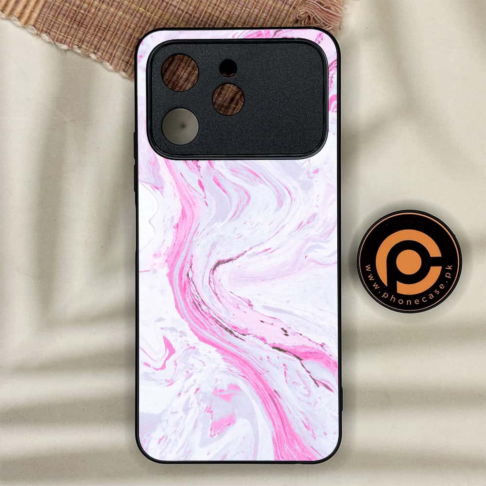 Tecno Spark 40 - Pink Marble Series - Premium Metal Printed soft Bumper shock Proof Case