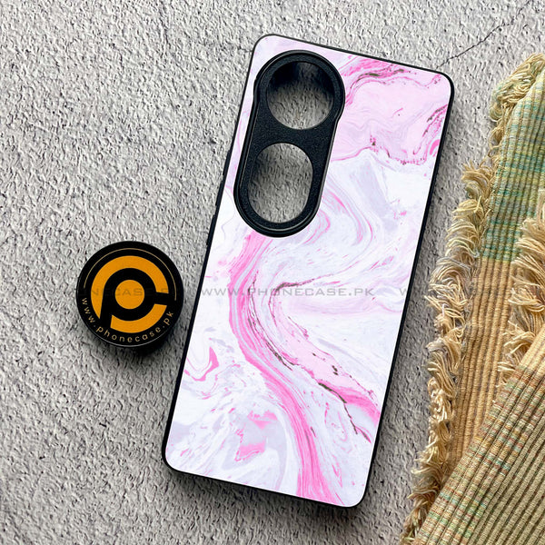 Vivo V40 Pro - Pink Marble Series - Premium Metal Printed soft Bumper shock Proof Case