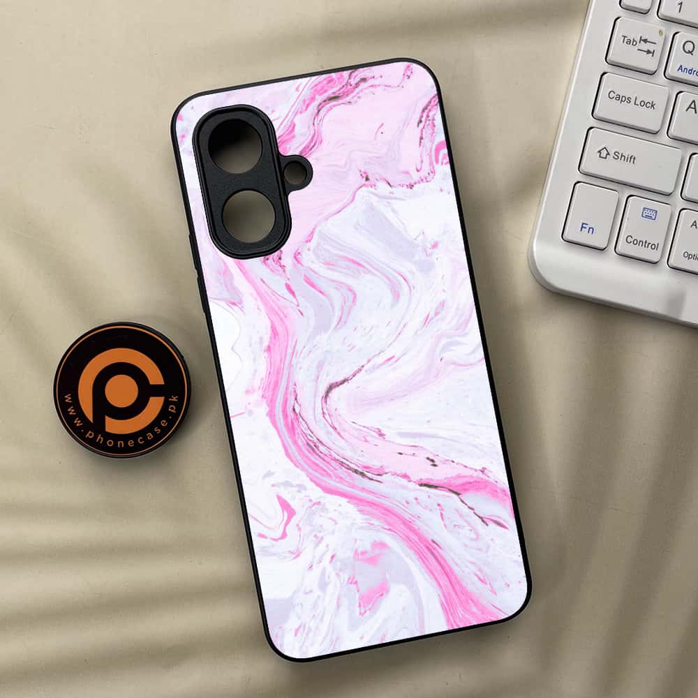 Tecno Pop 10 - Pink Marble Series - Premium Metal Printed soft Bumper Shock Proof Case