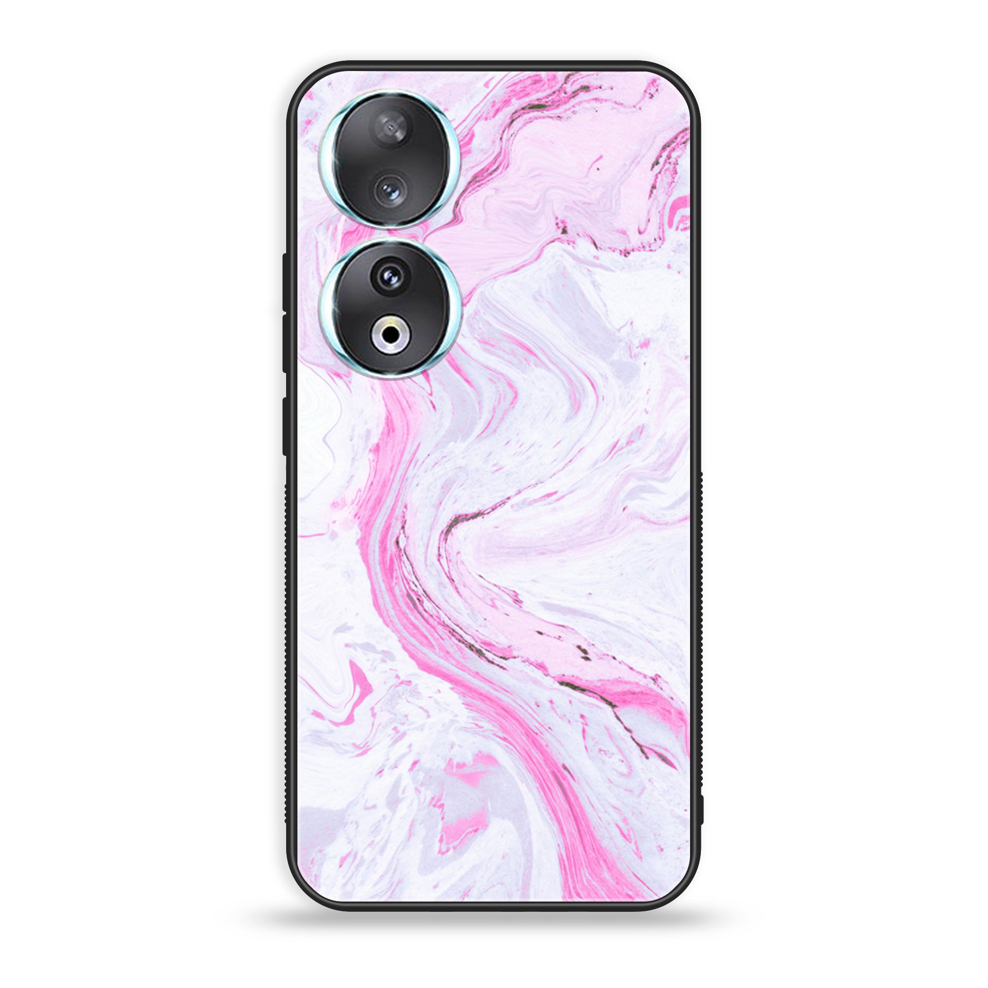 Huawei Honor 90 - Pink Marble Series - Premium Printed Glass soft Bumper shock Proof Case