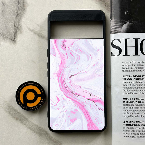 Google Pixel 8 Pro - Pink Marble Series - Premium Printed Glass soft Bumper shock Proof Case