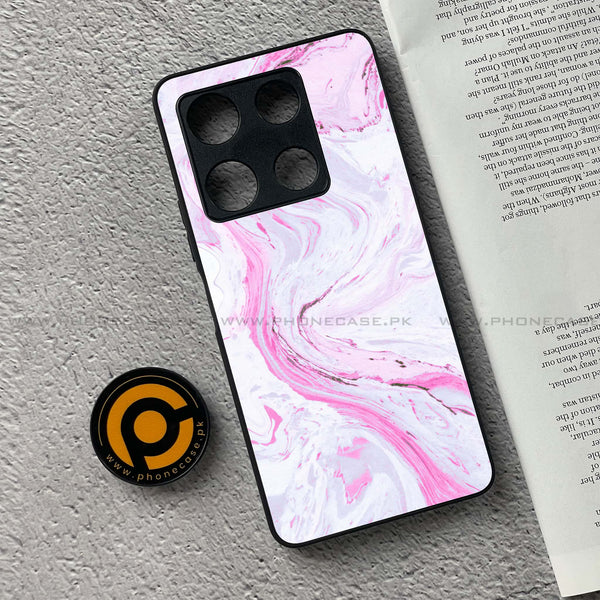 Infinix Note 30 Pro - Pink Marble Series - Premium Metal Printed soft Bumper shock Proof Case