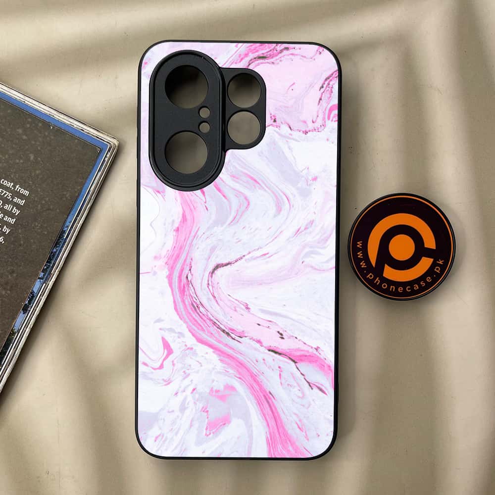 Vivo X200 FE - Pink Marble Series - Premium Metal Printed soft Bumper Shock Proof Case