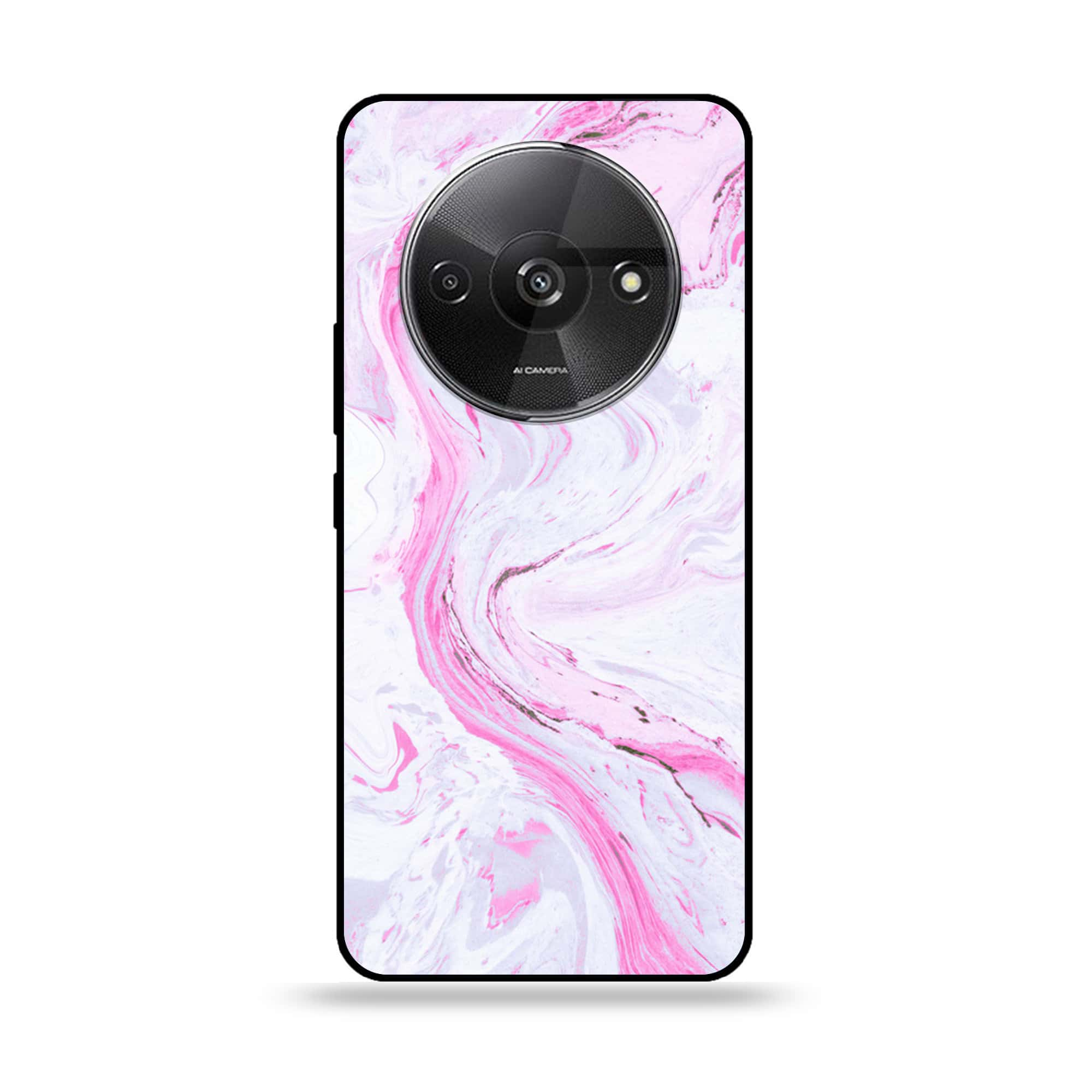 Xiaomi Redmi A3 - Pink Marble Series - Premium Printed Glass soft Bumper shock Proof Case