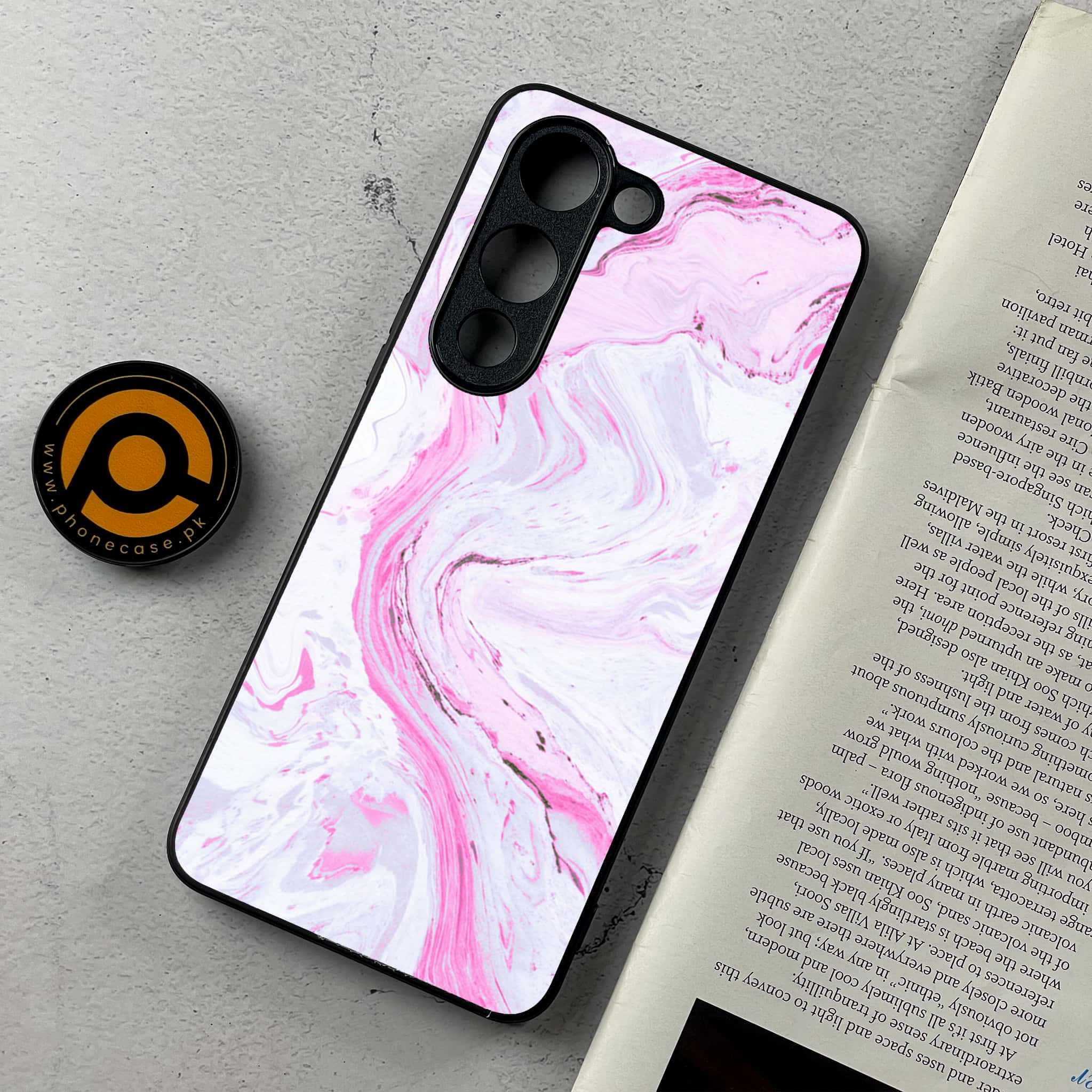 Vivo Y04 - Pink Marble Series - Premium Metal Printed Soft Bumper Shockproof Case