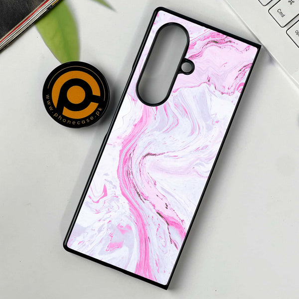 Samsung Galaxy Z Fold 7 - Pink Marble Series - Premium Metal Printed soft Bumper shock Proof Case
