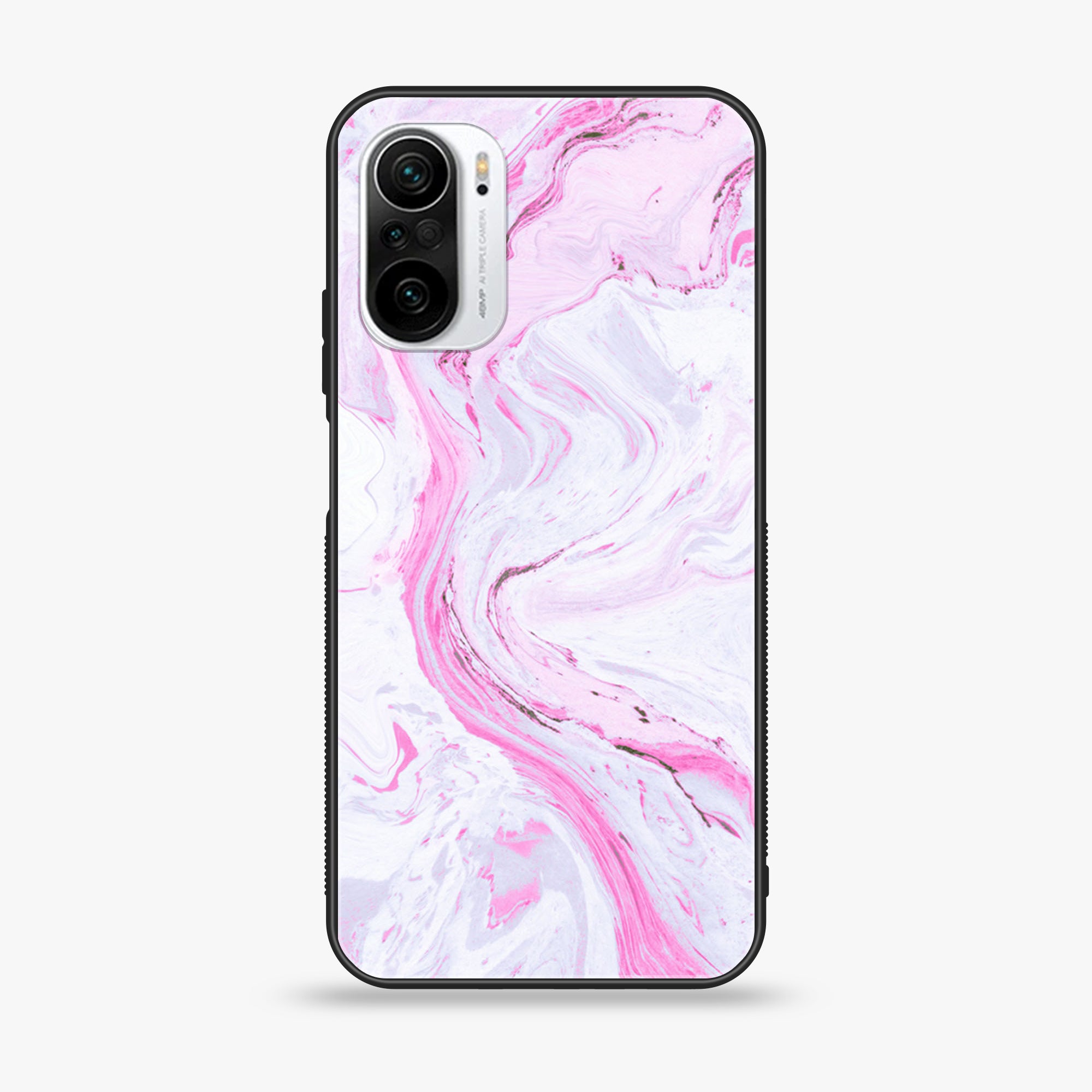 Xiaomi Poco F3 - Pink marble Series - Premium Printed Glass soft Bumper shock Proof Case