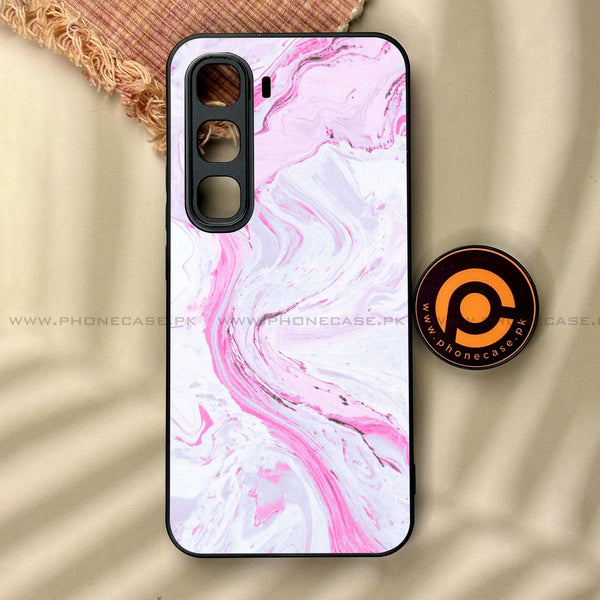 Infinix Hot 60 Pro - Pink Marble Series - Premium Metal Printed soft Bumper shock Proof Case