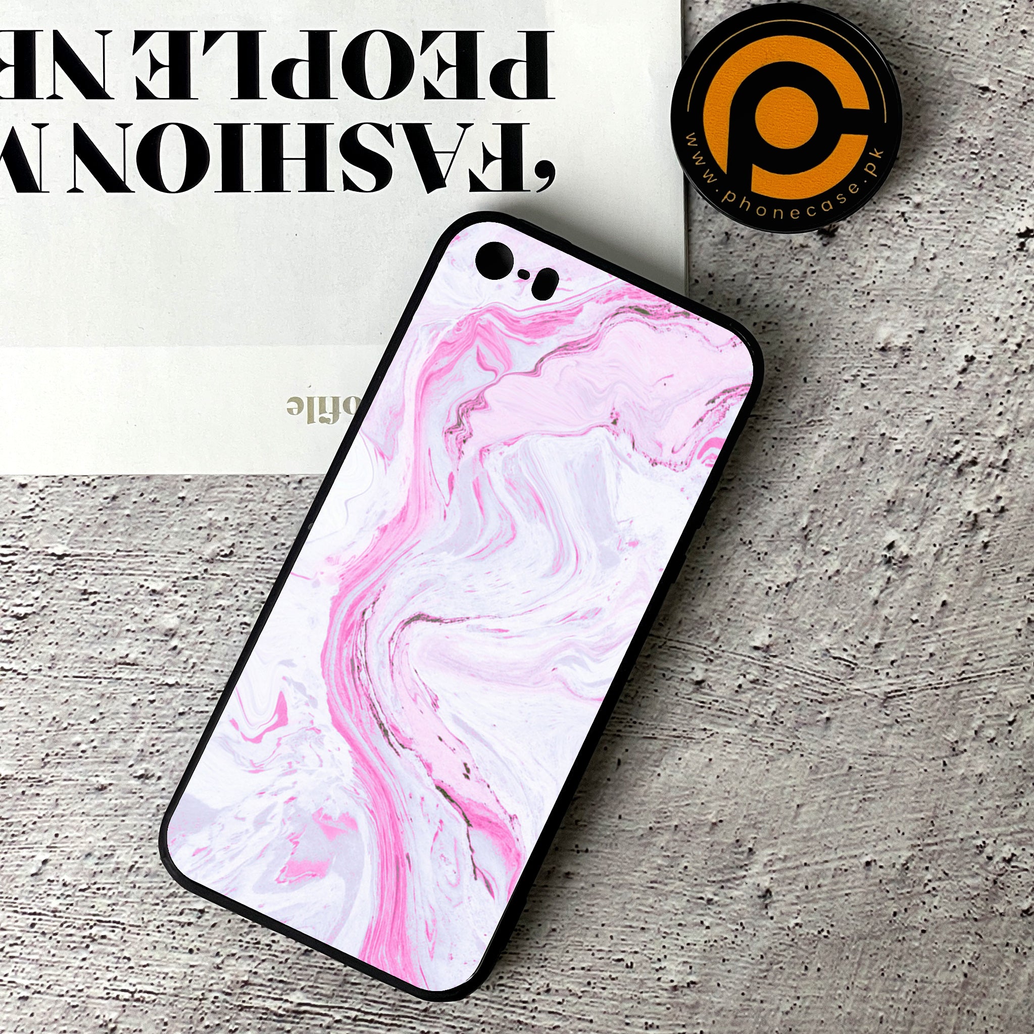 iPhone 5/5c/5s - Pink Marble Series - Premium Printed Glass soft Bumper shock Proof Case