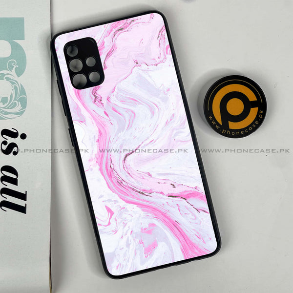 Samsung Galaxy A51 - Pink Marble Series - Premium Printed Glass soft Bumper shock Proof Case
