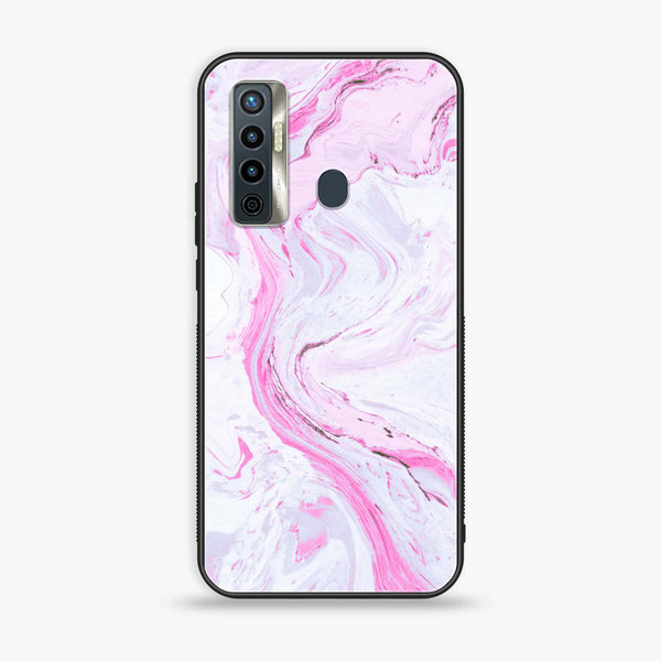 Tecno Camon 17 - Pink Marble Series - Premium Printed Glass soft Bumper shock Proof Case