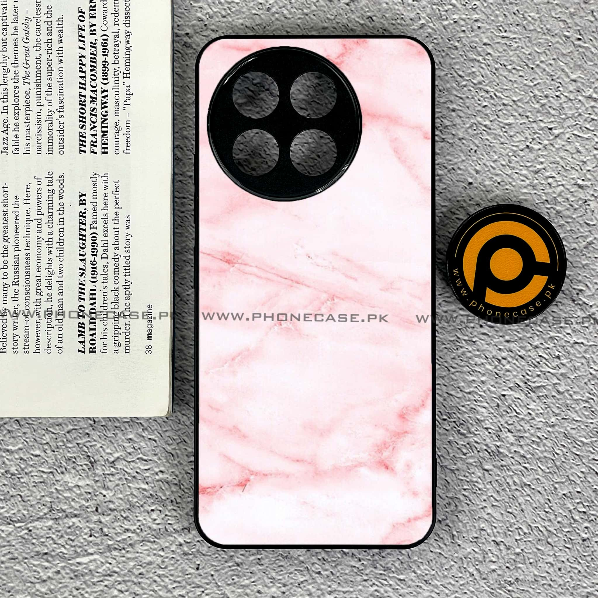 Tecno Spark 30 Pro - Pink Marble Series - Premium Printed Glass soft Bumper shock Proof Case