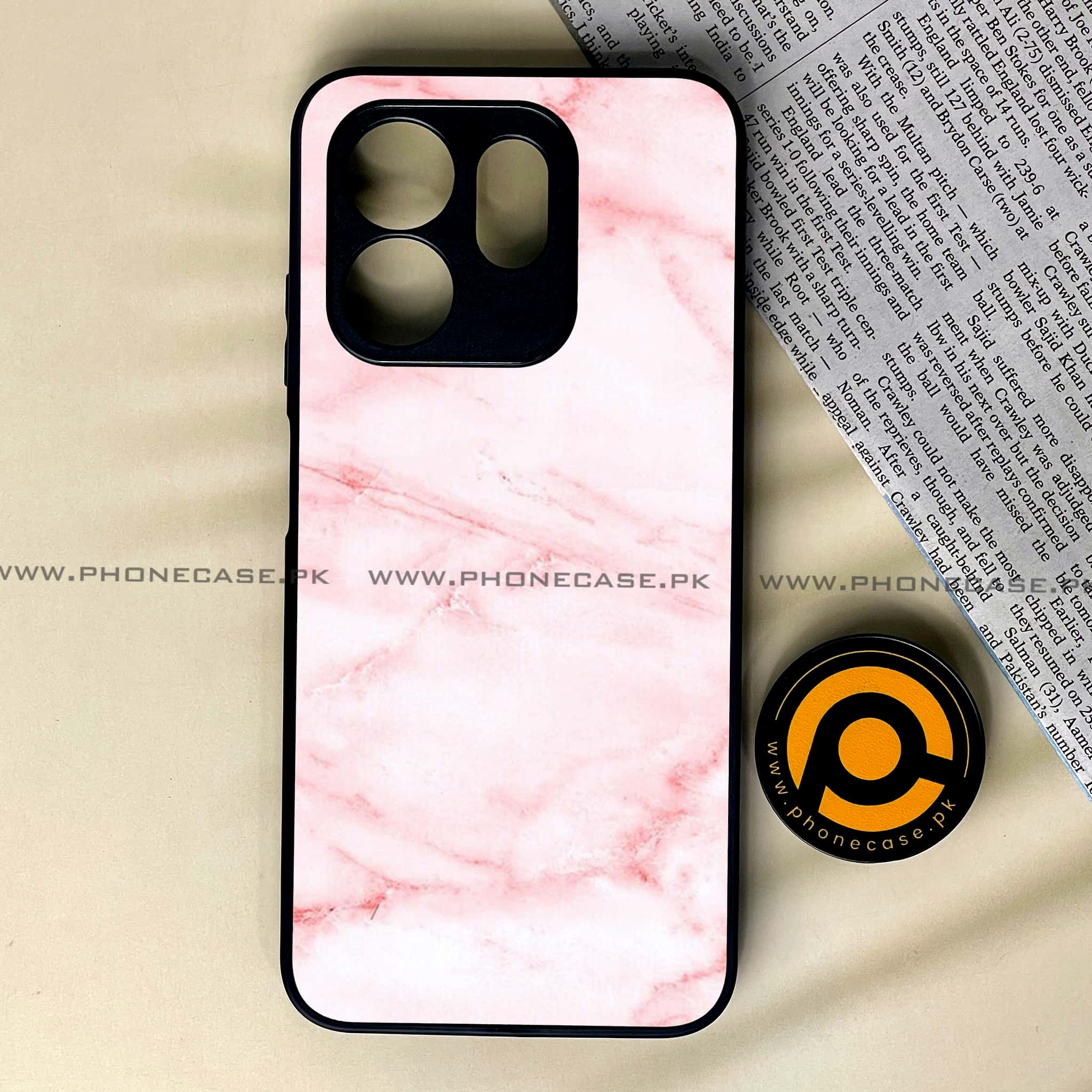 Infinix Smart 9 HD - Pink Marble Series - Premium Metal Printed soft Bumper shock Proof Case