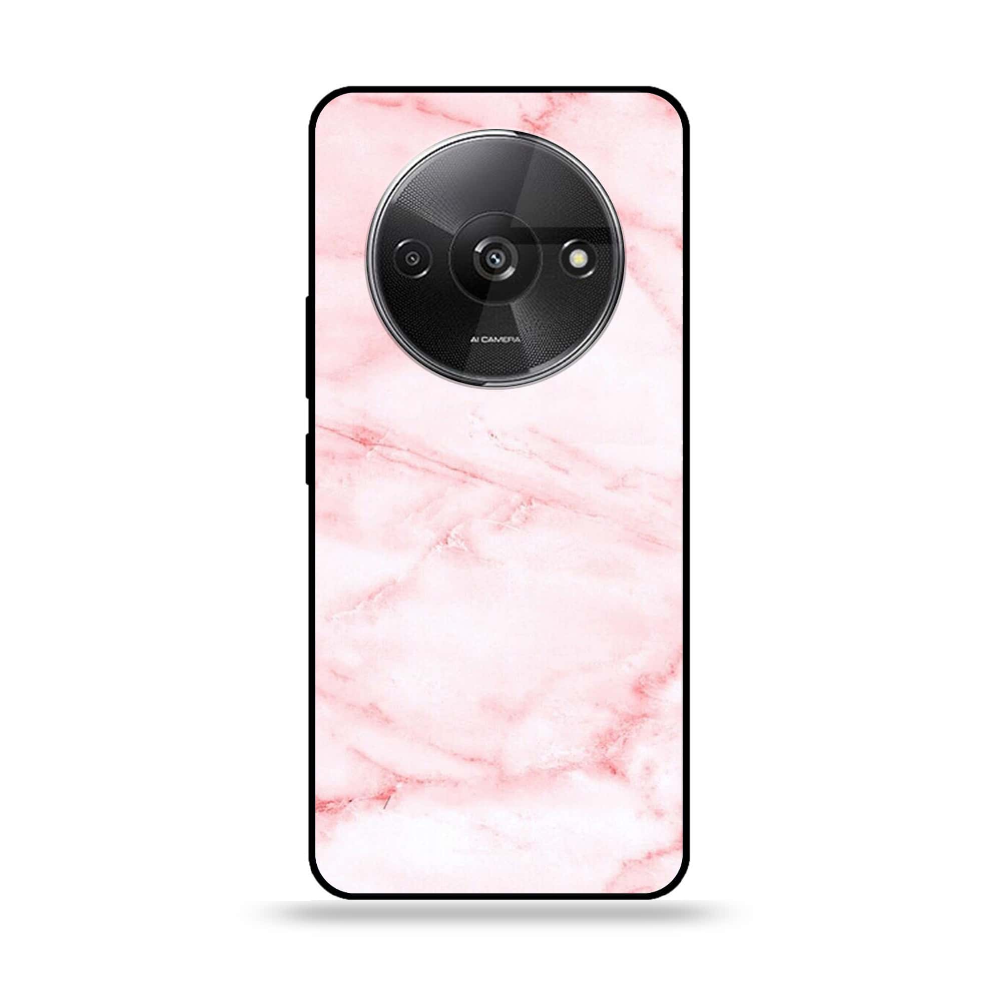 Xiaomi Redmi A3 - Pink Marble Series - Premium Printed Glass soft Bumper shock Proof Case