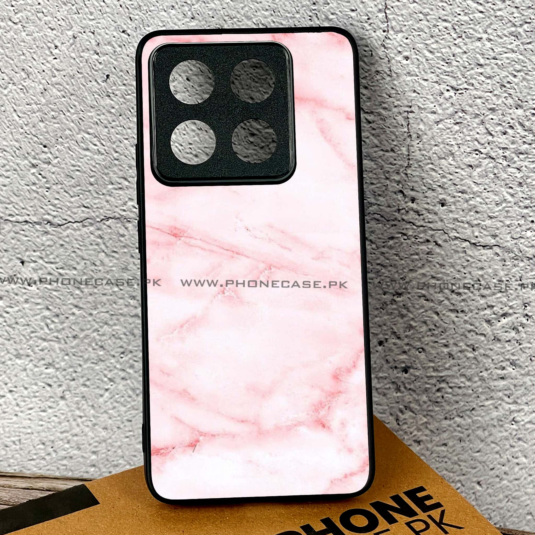 Xiaomi 14T Pro - Pink Marble Series - Premium Printed Glass soft Bumper shock Proof Case