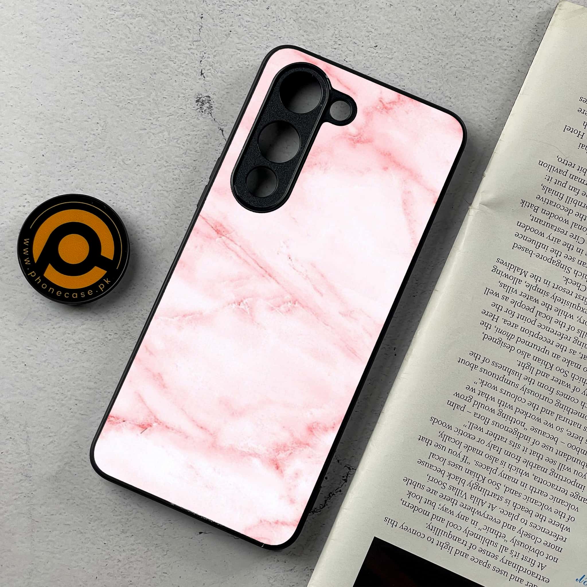 Vivo Y04 - Pink Marble Series - Premium Metal Printed Soft Bumper Shockproof Case