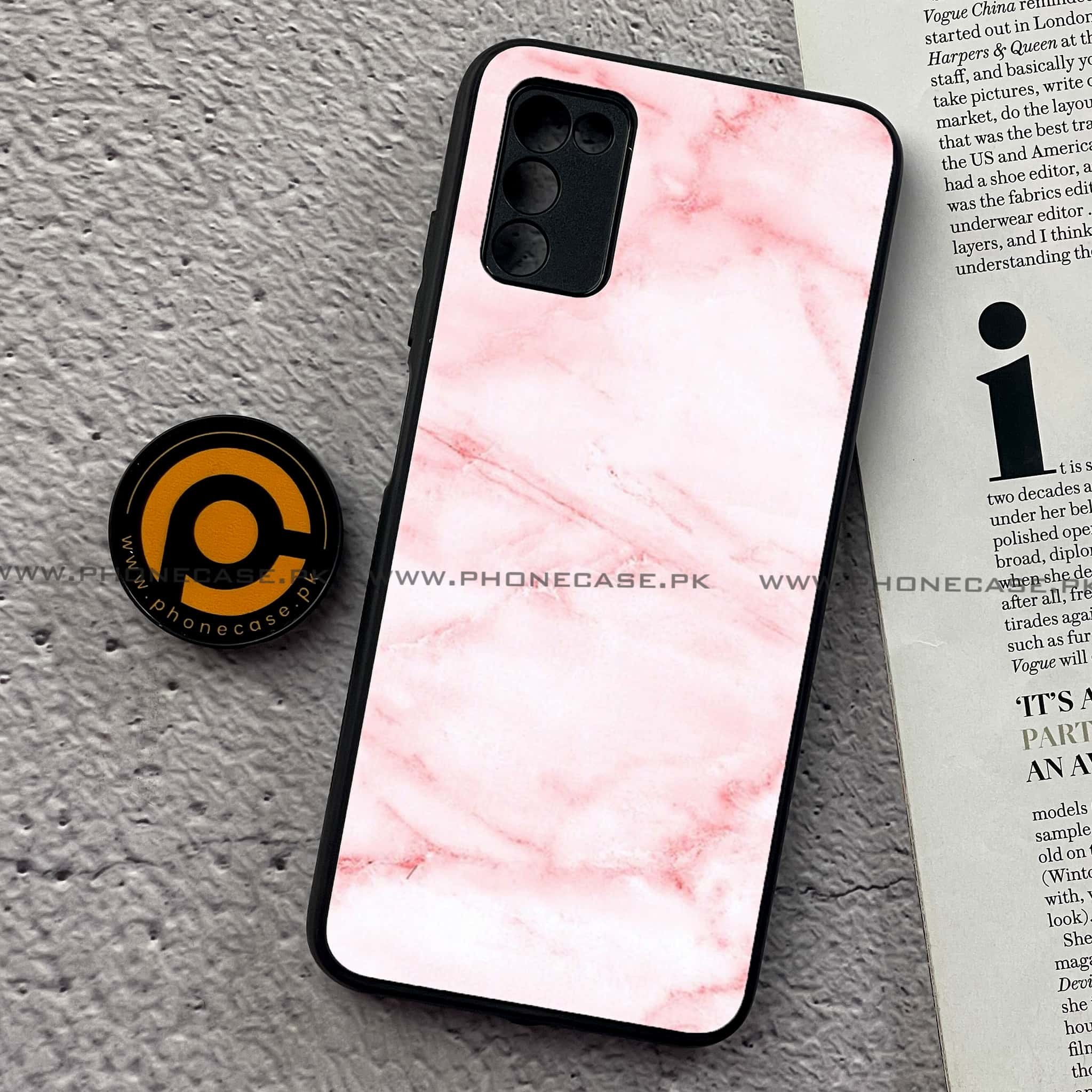 Samsung Galaxy A02s - Pink Marble Series - Premium Printed Metal soft Bumper shock Proof Case