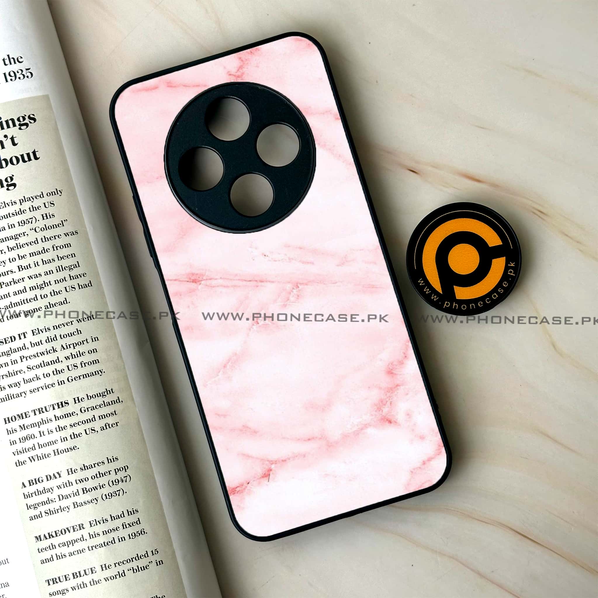 Oppo F27 Pro - Pink Marble Series - Premium Metal Printed soft Bumper Shock Proof Case